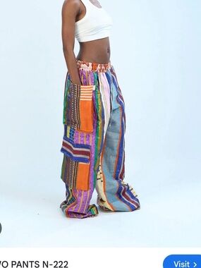 MOYE Boho Patchwork CARGOBWide-Leg Pants. 💕 MULTI COLOR (N209)